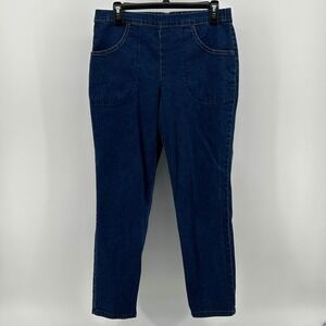 White Stag Dark Indigo Pull On Elastic Waist Denim Medium Petite Minimal Classic